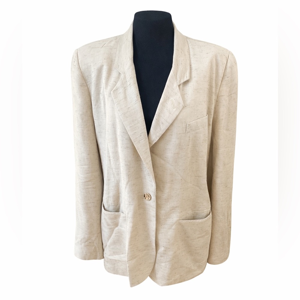 Dana Buchman Neutral Cream Single-Button Blazer